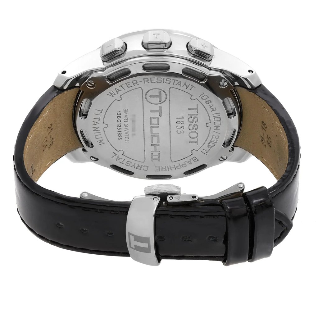 Back View Of Screwback Back Case And Closed Leather Band Of Tissot T047.220.46.126.00 Watch Display Model Condition