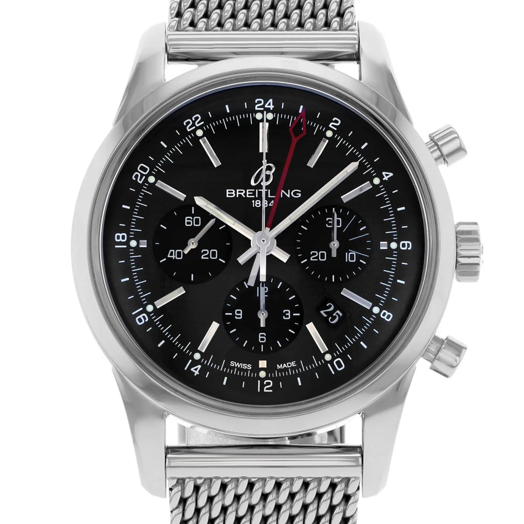 Up Close Front Facing Picture Of Breitling AB045112/BC67-154A Stainless Steel Watch Pre Owned Condition