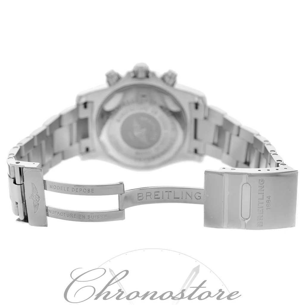 Back View Of {Caseback} Back Case And Open Stainless Steel Band Of Breitling A73310A8/BB72-160A Watch Display Model Condition
