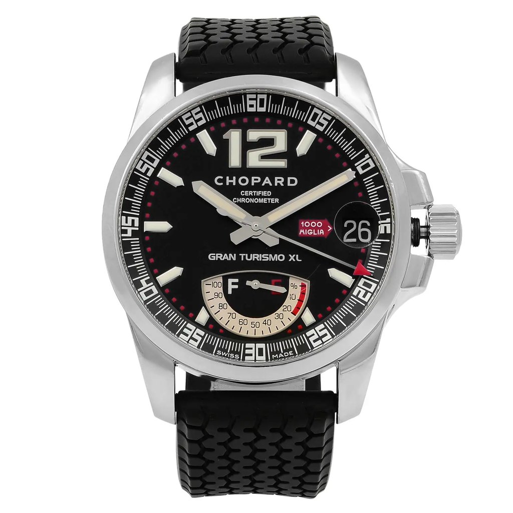Front Full View Of Chopard 168457-3001 Stainless Steel Watch Pre Owned Condition {Product Condition}