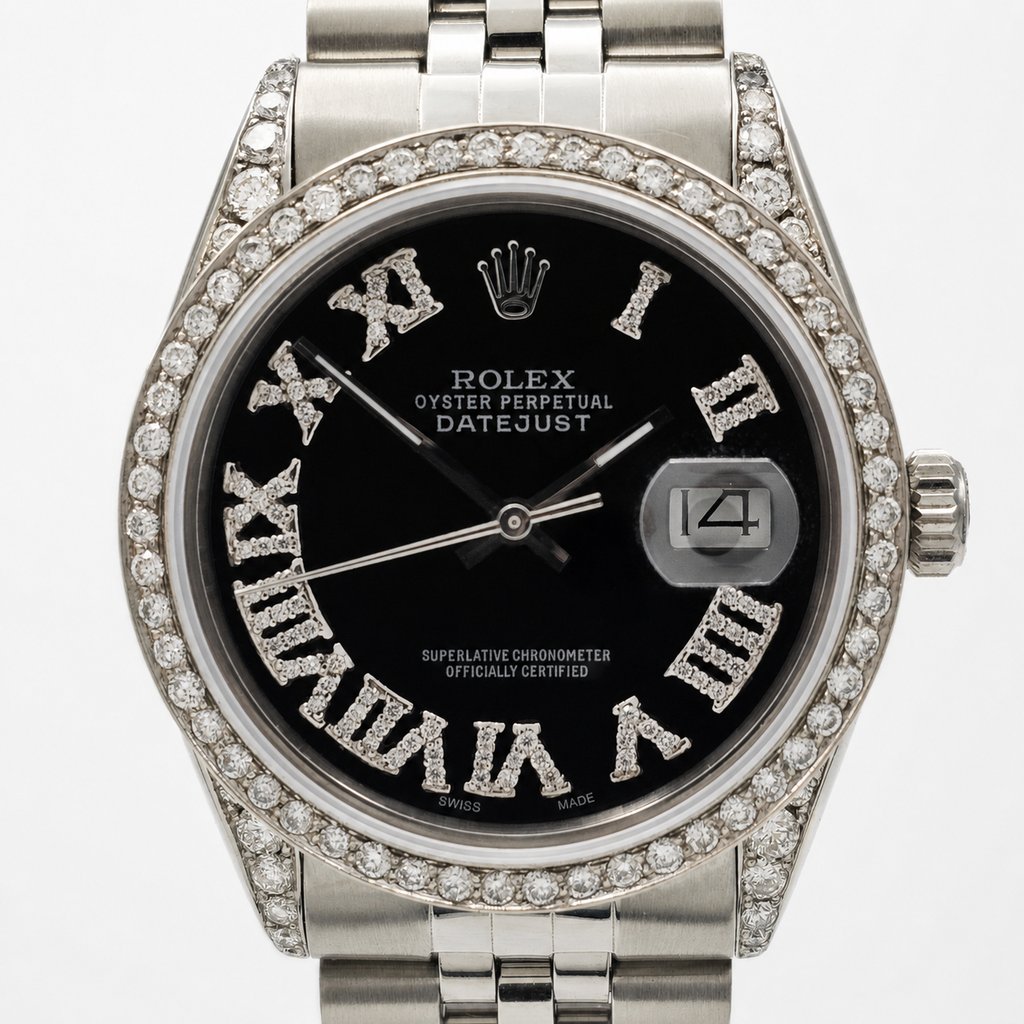 Up Close Front Facing Picture Of Rolex 16014 Stainless Steel Watch Pre Owned Condition