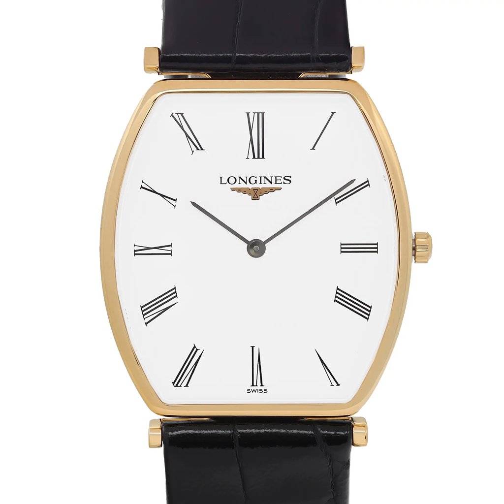 Up Close Front Facing Picture Of Longines L4.705.2.11.2 Steel Watch Display Model Condition