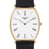 Up Close Front Facing Picture Of Longines L4.705.2.11.2 Steel Watch Display Model Condition