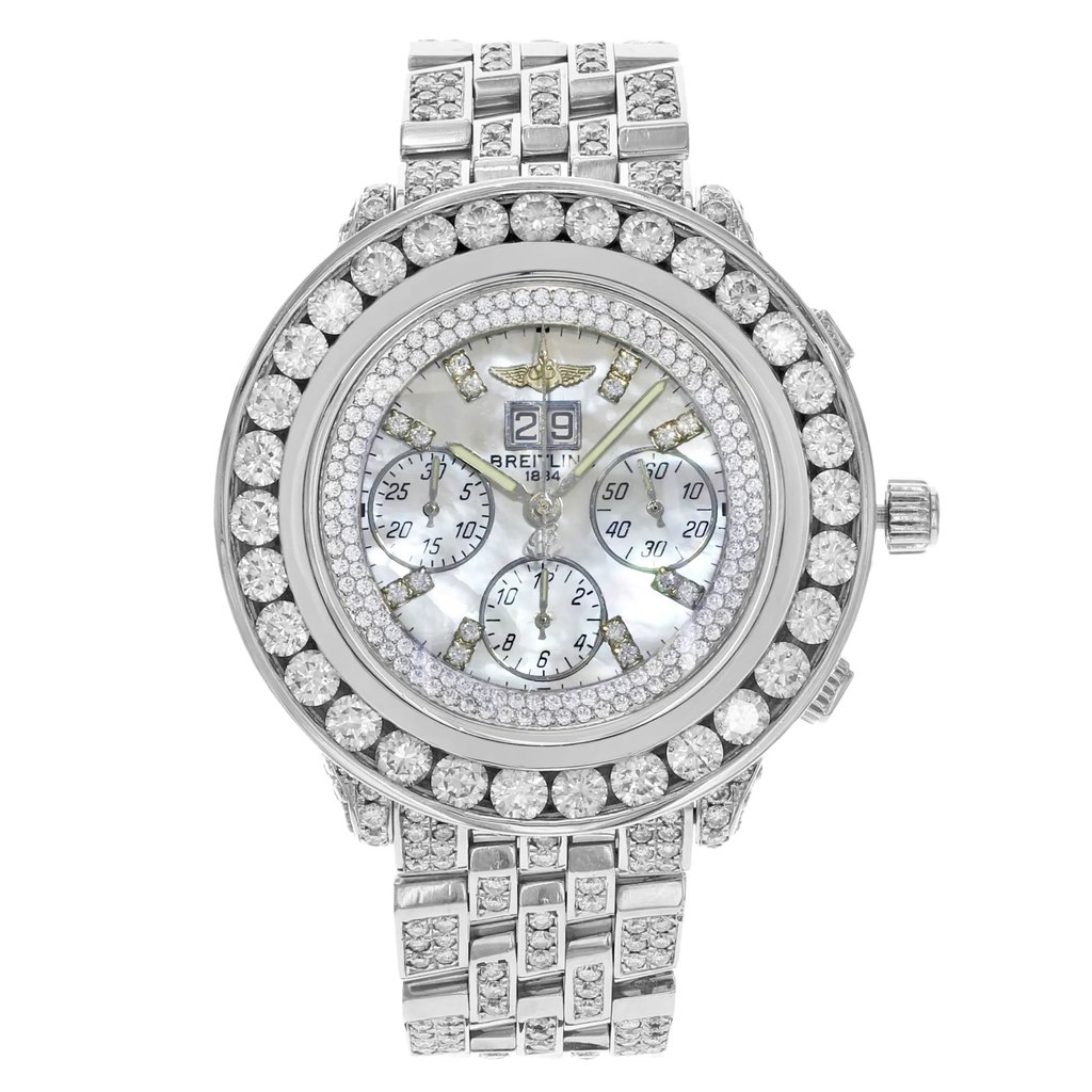 Front Full View Of Breitling A44355 Stainless Steel Watch Pre Owned Condition {Product Condition}