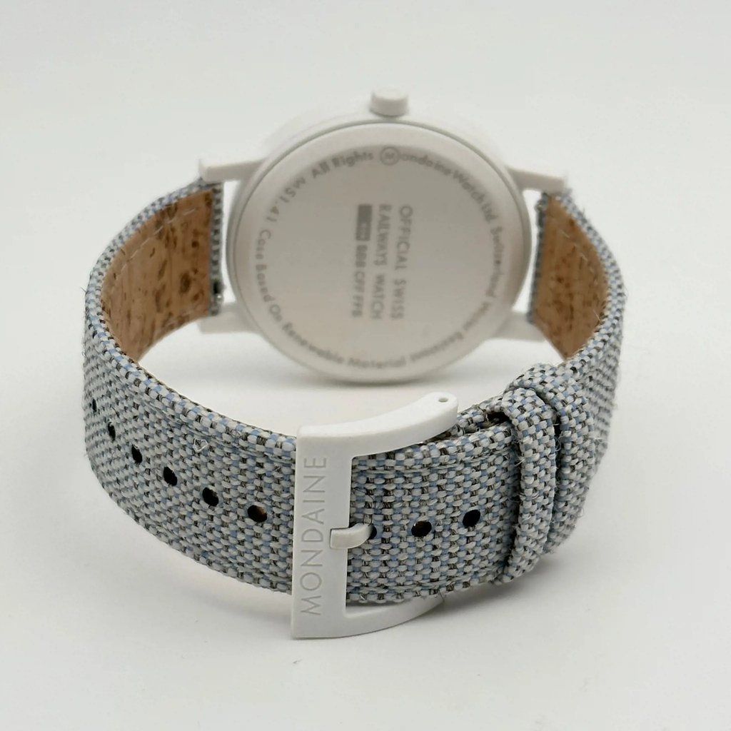 Back View Of Snap Back Case And Closed Leather Band Of Luminox MS1.41110.LD Watch Display Model Condition