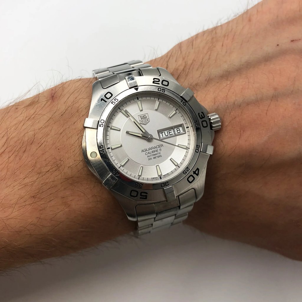 Front Full View Of TAG Heuer WAF2011.BA0818 Stainless Steel Watch Pre Owned Condition {Product Condition}