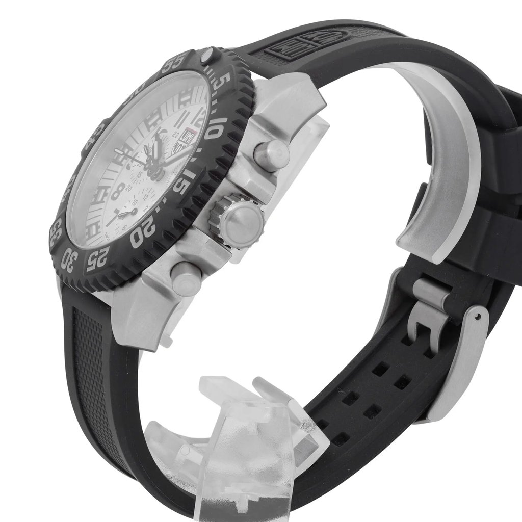 View Of Crown Facing Side Of Luminox XS.3187 Stainless Steel Watch Pre Owned Condition