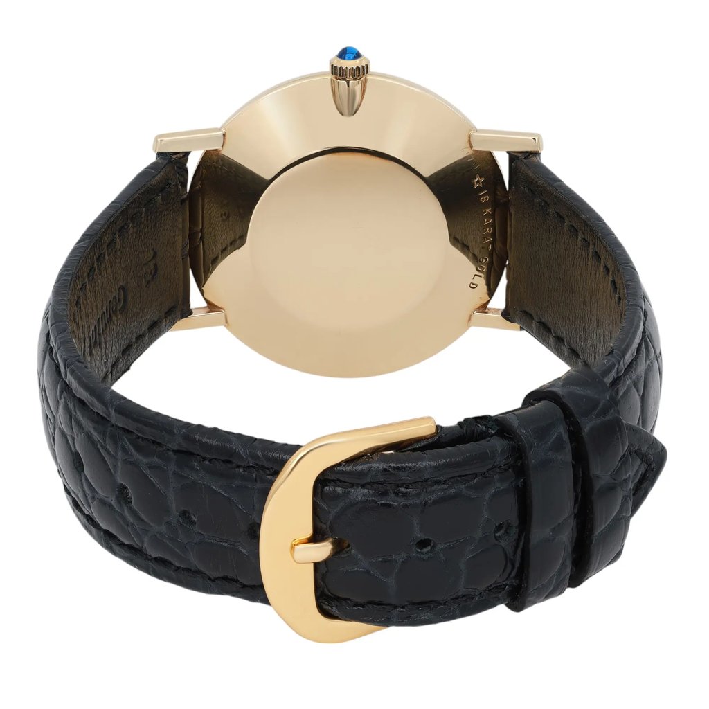 Back View Of Solid Back Case And Closed Leather Band Of Girard-Perregaux 3719 Watch Pre Owned Condition