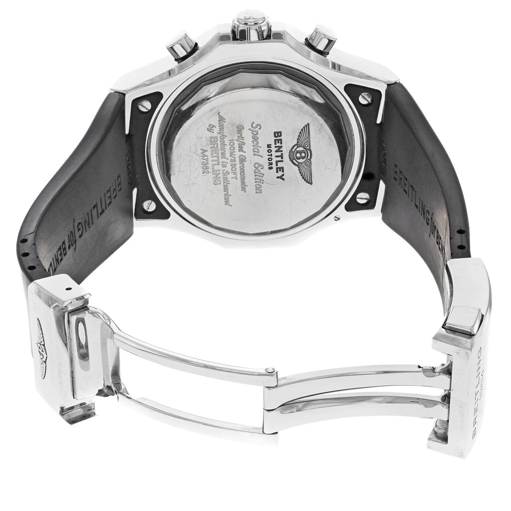 Back View Of {Caseback} Back Case And Open Rubber Band Of Breitling A4736212/B919-210S Watch Pre Owned Condition