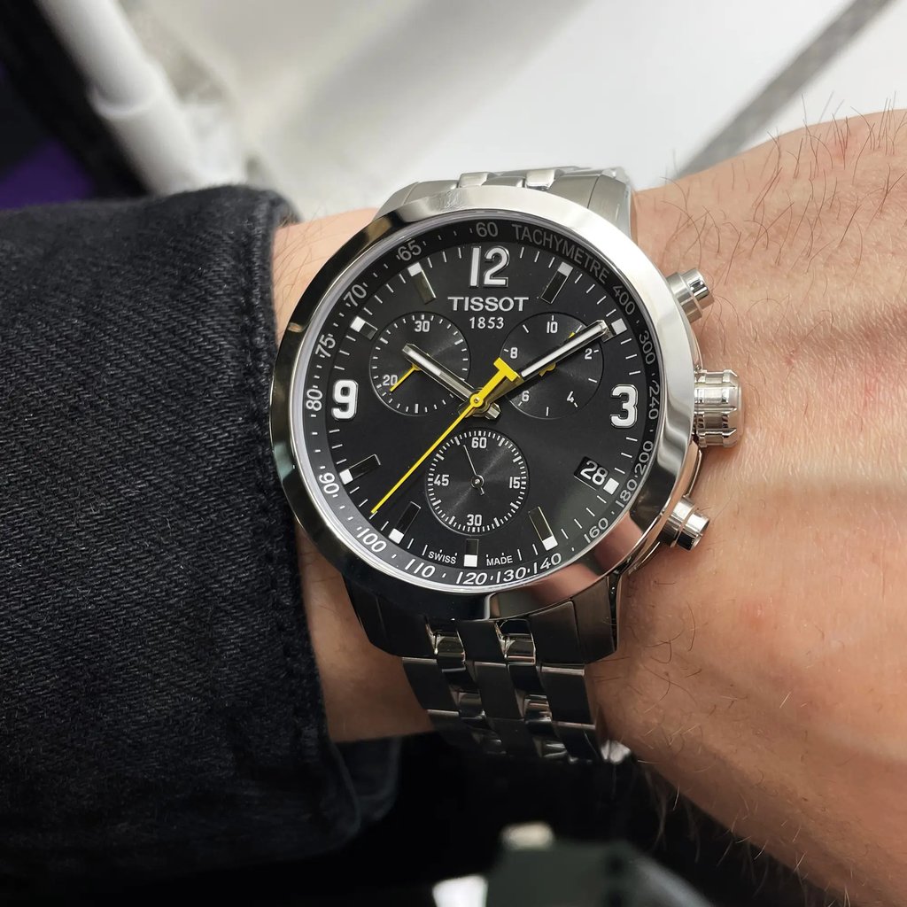 Up Close Front Facing Picture Of Tissot T055.417.11.057.00 Stainless Steel Watch Unworn Condition