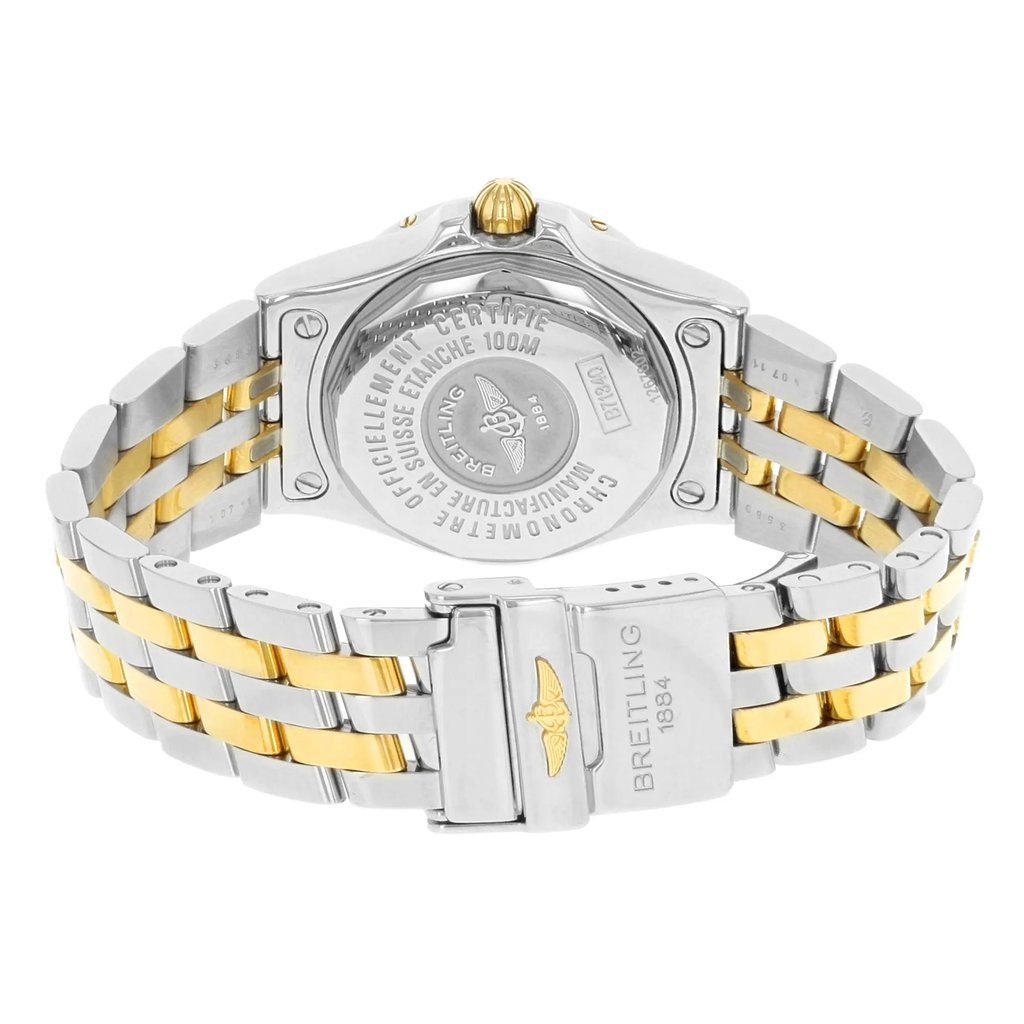 Back View Of {Caseback} Back Case And Closed Stainless and Solid Gold Band Of Breitling B71340 Watch Pre Owned Condition