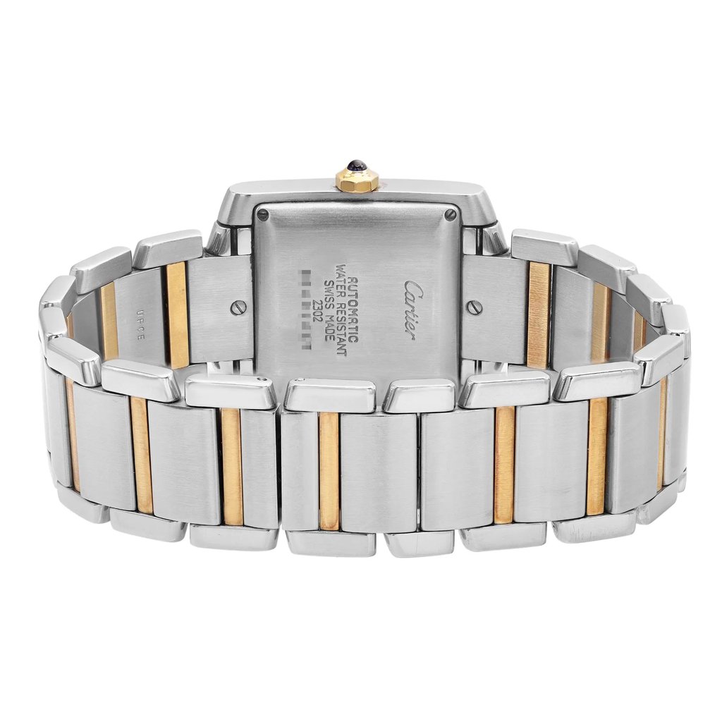 Back View Of Screwback Back Case And Open Stainless Steel,Gold Band Of Cartier W51005Q4 Watch Pre Owned Condition