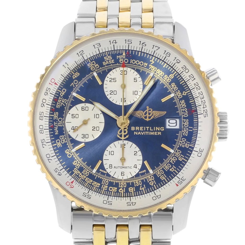 Up Close Front Facing Picture Of Breitling D13322 Stainless Steel Watch Pre Owned Condition