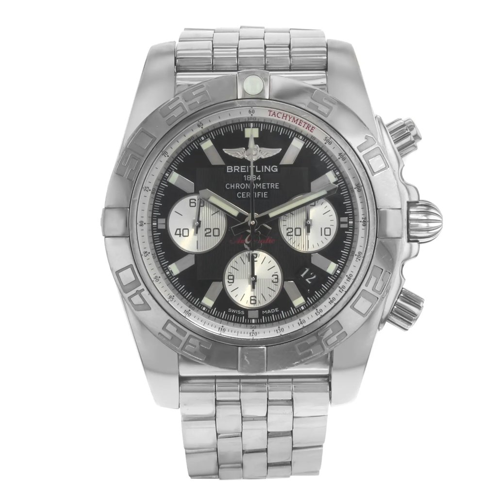 Front Full View Of Breitling AB011012/B967-375A Stainless Steel Watch Pre Owned Condition {Product Condition}