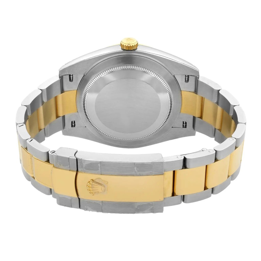 Back View Of {Caseback} Back Case And Closed Stainless and Solid Gold Band Of Rolex 126333 Watch Pre Owned Condition