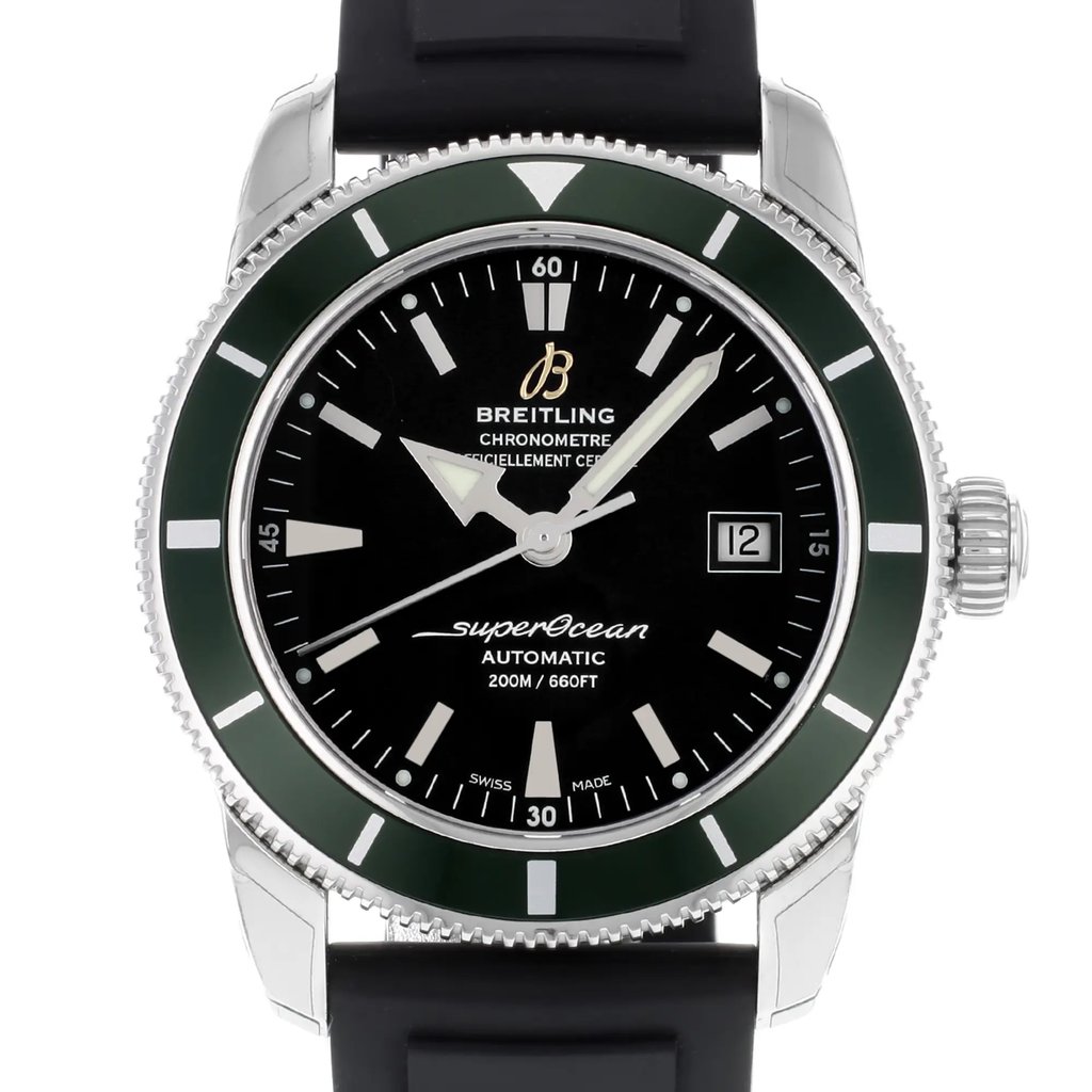 Up Close Front Facing Picture Of Breitling A1732136/BA61-131S Stainless Steel Watch Display Model Condition
