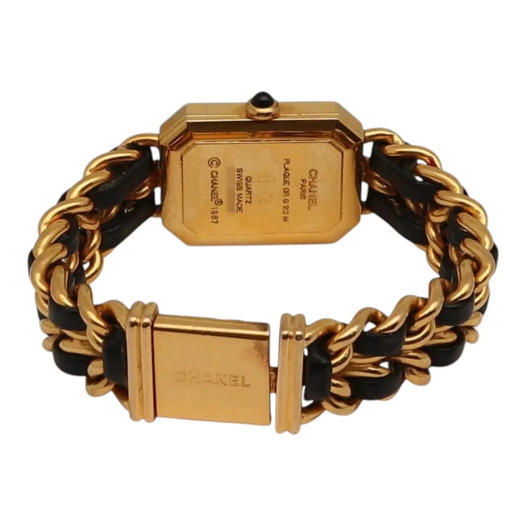 Back View Of Screwback Back Case And Closed Gold Plated Band Of CHANEL H0001 Watch Pre Owned Condition