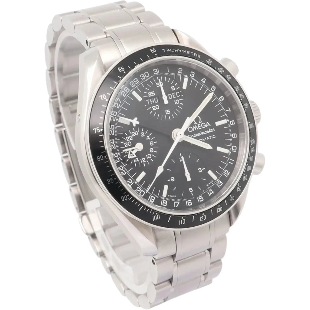 View Of Opposite Crown Facing Side Of OMEGA 3520.50.00 Stainless Steel Watch Pre Owned Condition