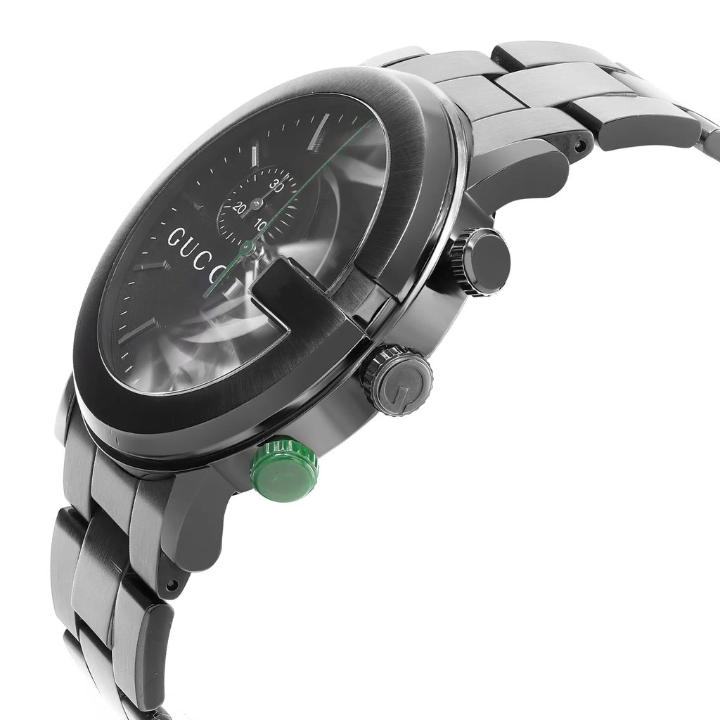 View Of Crown Facing Side Of Gucci YA101331 Stainless Steel Watch Pre Owned Condition