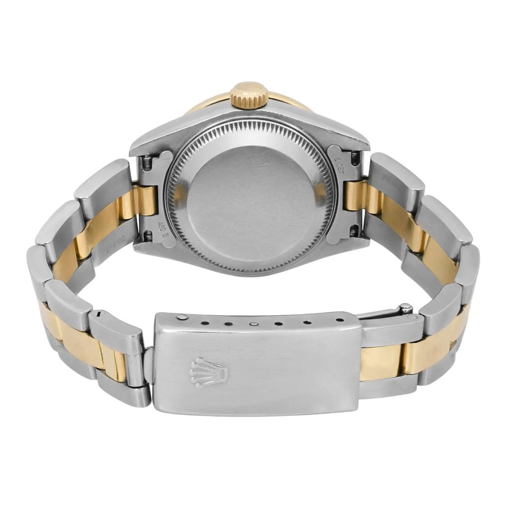 Back View Of Screwback Back Case And Closed Stainless Steel,Yellow Gold Band Of Rolex  69163 Watch Pre Owned Condition