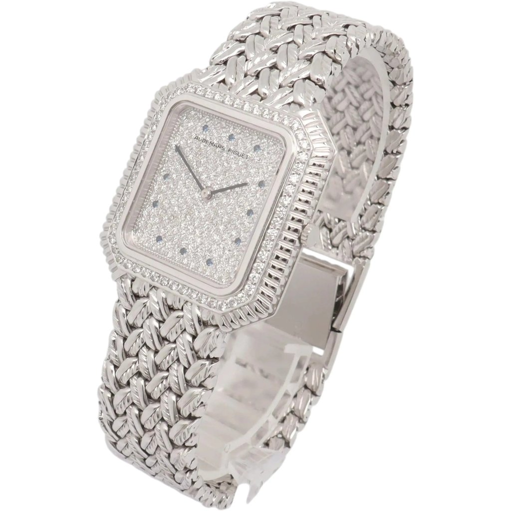 View Of Crown Facing Side Of Audemars Piguet 047428 White Gold Watch Pre Owned Condition