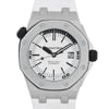 Up Close Front Facing Picture Of Audemars Piguet 15710ST  Stainless Steel Watch Pre Owned Condition