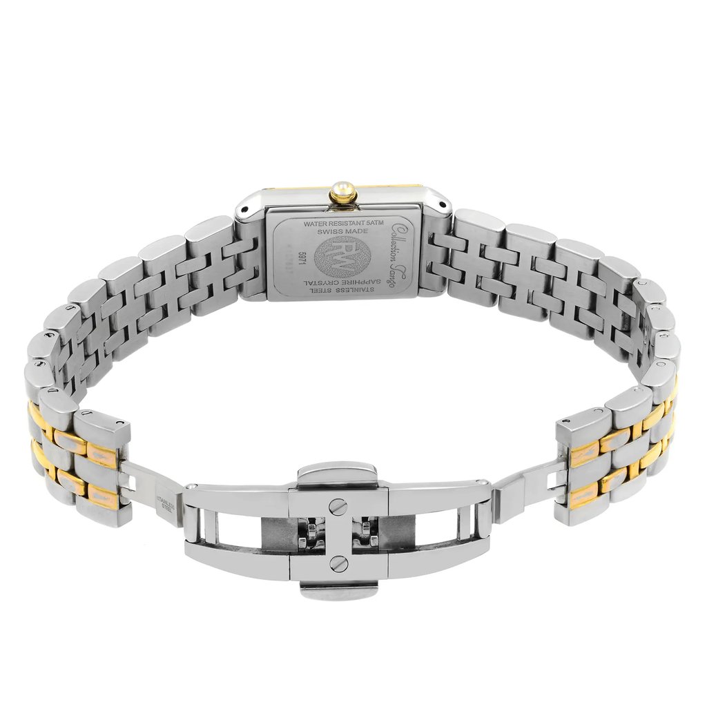 Back View Of {Caseback} Back Case And Open Stainless Steel Band Of RAYMOND WEIL 5971-SPS-00995 Watch Pre Owned Condition