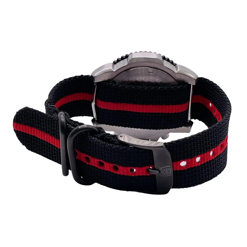 Back View Of Solid Back Case And Closed Nylon Band Of Luminox XS.3195 Watch Pre Owned Condition
