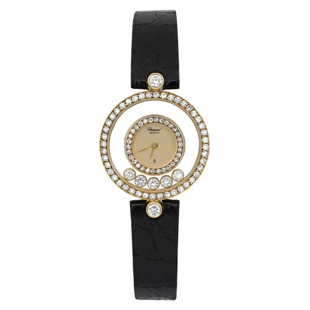 Front Full View Of Chopard 4066 Yellow Gold Watch Pre Owned Condition Good