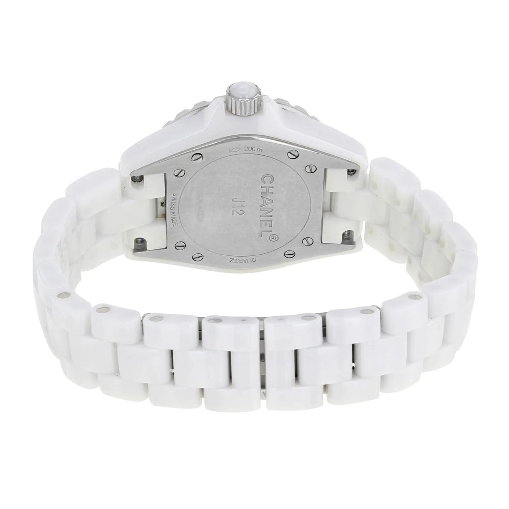 Back View Of {Caseback} Back Case And Closed Ceramic Band Of Chanel H2422 Watch Pre Owned Condition