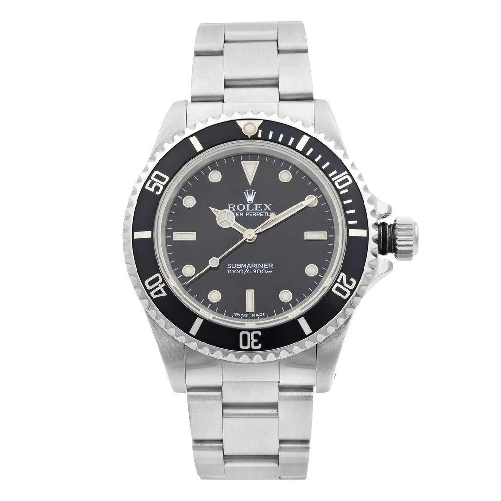 Front Full View Of Rolex 14060M Stainless Steel Watch Pre Owned Condition Good
