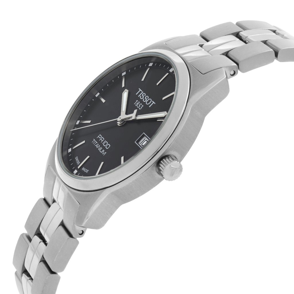 View Of Crown Facing Side Of Tissot T049.410.44.051.00 Titanium Watch Display Model Condition