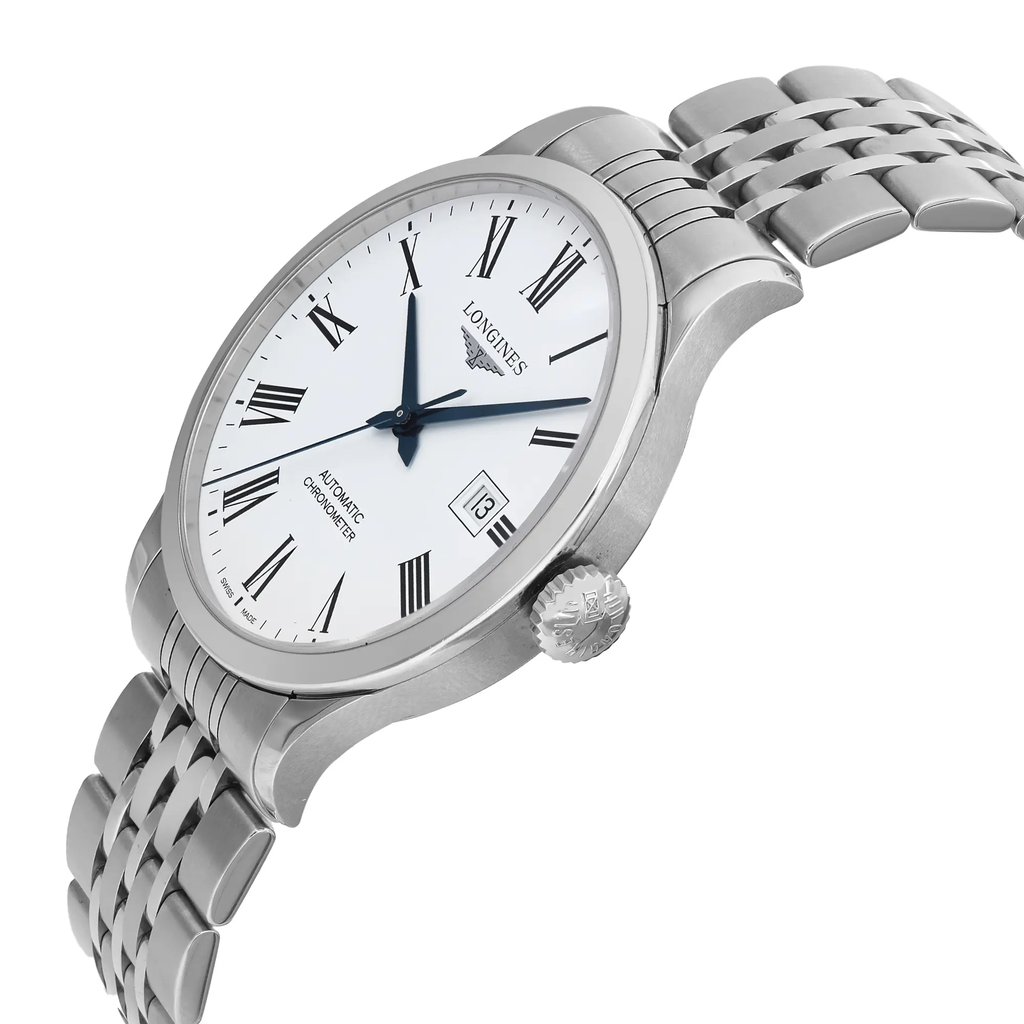View Of Crown Facing Side Of Longines L2.821.4.11.6 Stainless Steel Watch Display Model Condition