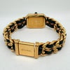 Back View Of Solid Back Case And Closed Gold Plated,Leather Band Of Chanel H0001 Watch Pre Owned Condition