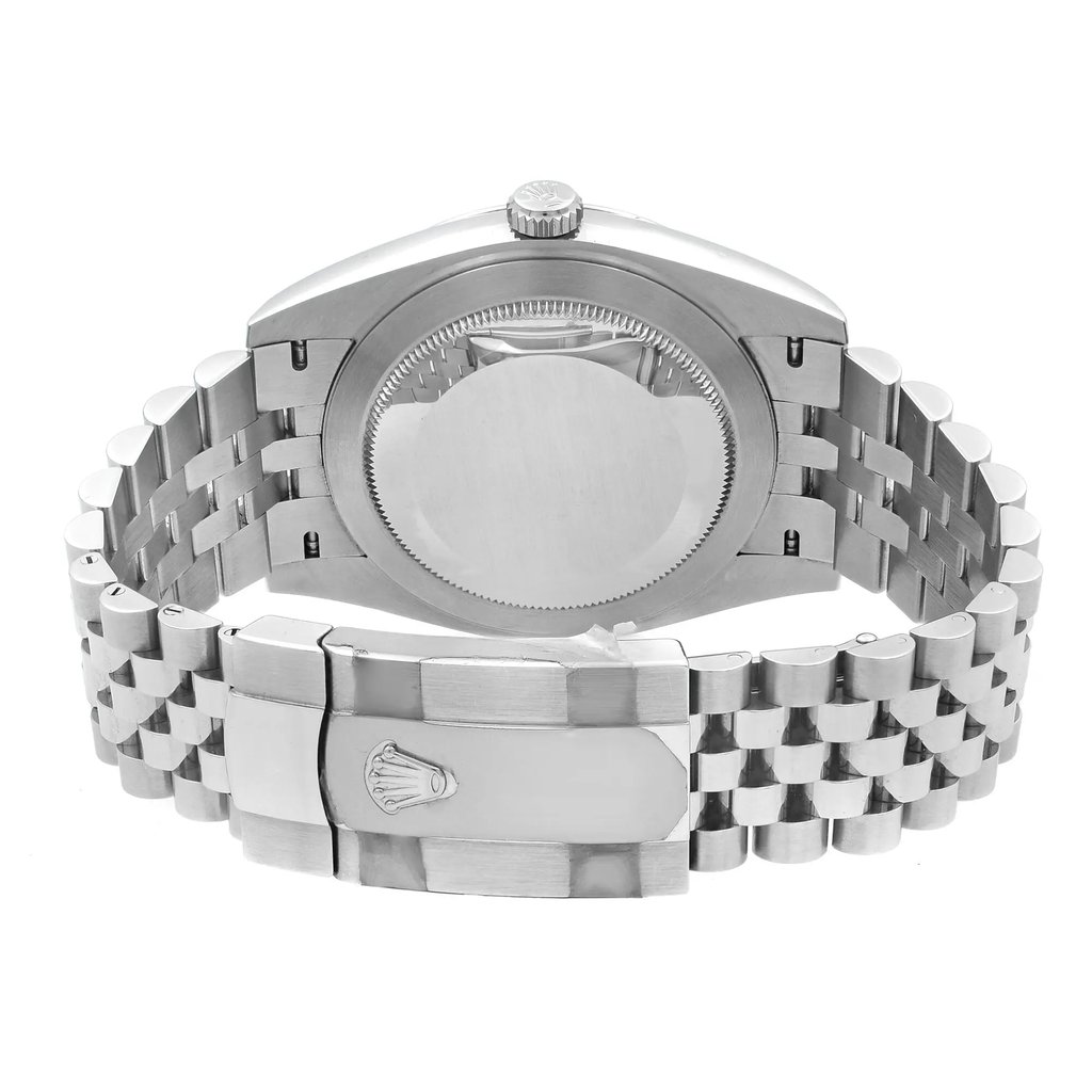 Back View Of {Caseback} Back Case And Closed Stainless Steel Band Of Rolex 126300RSJ Watch Display Model Condition