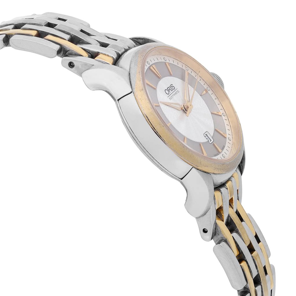 View Of Opposite Crown Facing Side Of Oris 01 561 7604 4351-07 8 16 74 Stainless Steel Watch Pre Owned Condition
