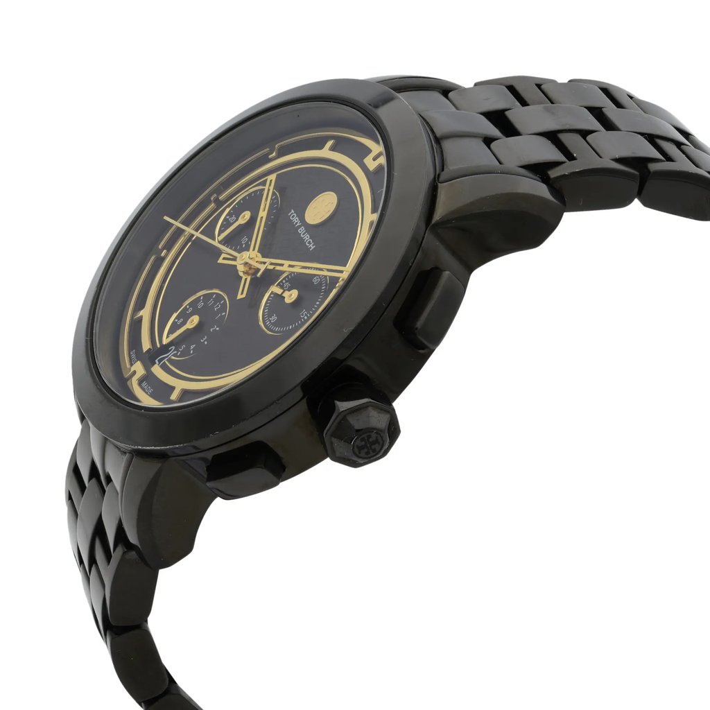 View Of Crown Facing Side Of Tory Burch TRB1025 Stainless Steel Watch Pre Owned Condition