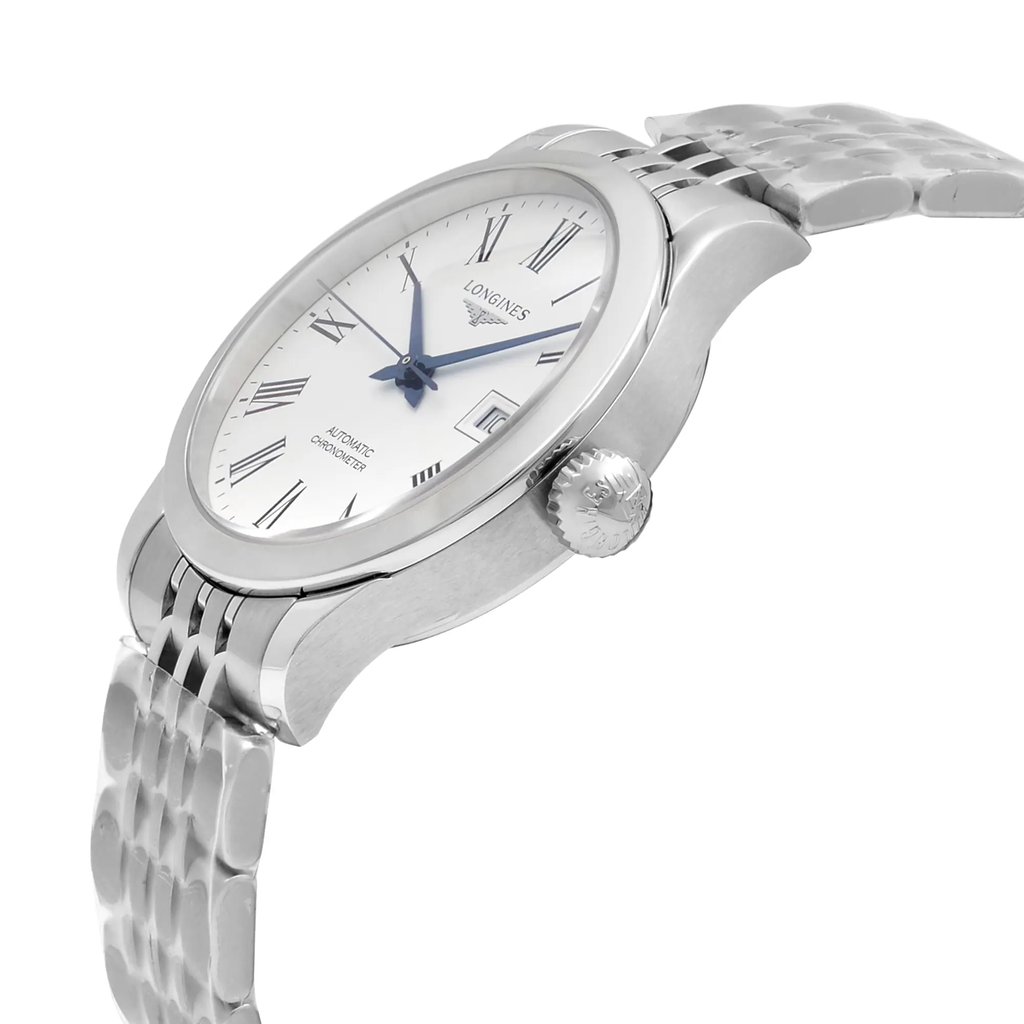 View Of Crown Facing Side Of Longines L2.321.4.11.6 Stainless Steel Watch Unworn Condition
