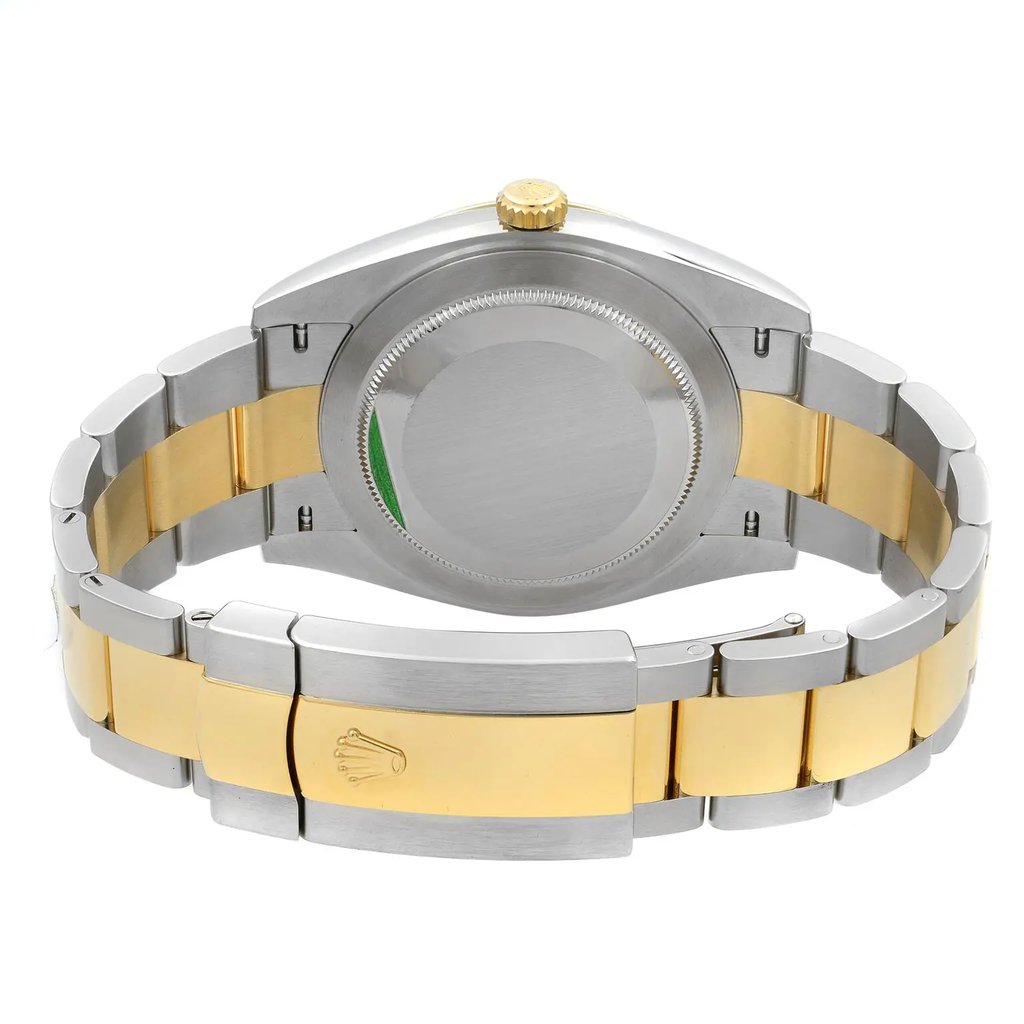 Back View Of {Caseback} Back Case And Closed Stainless Steel Band Of Rolex 126333GYRO Watch Unworn Condition