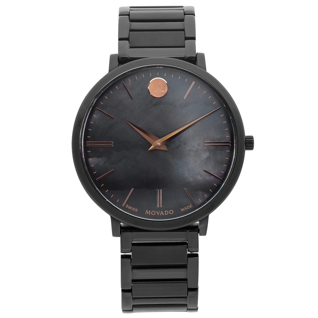 Front Full View Of Movado 0607211 Stainless Steel Watch Pre Owned Condition Excellent