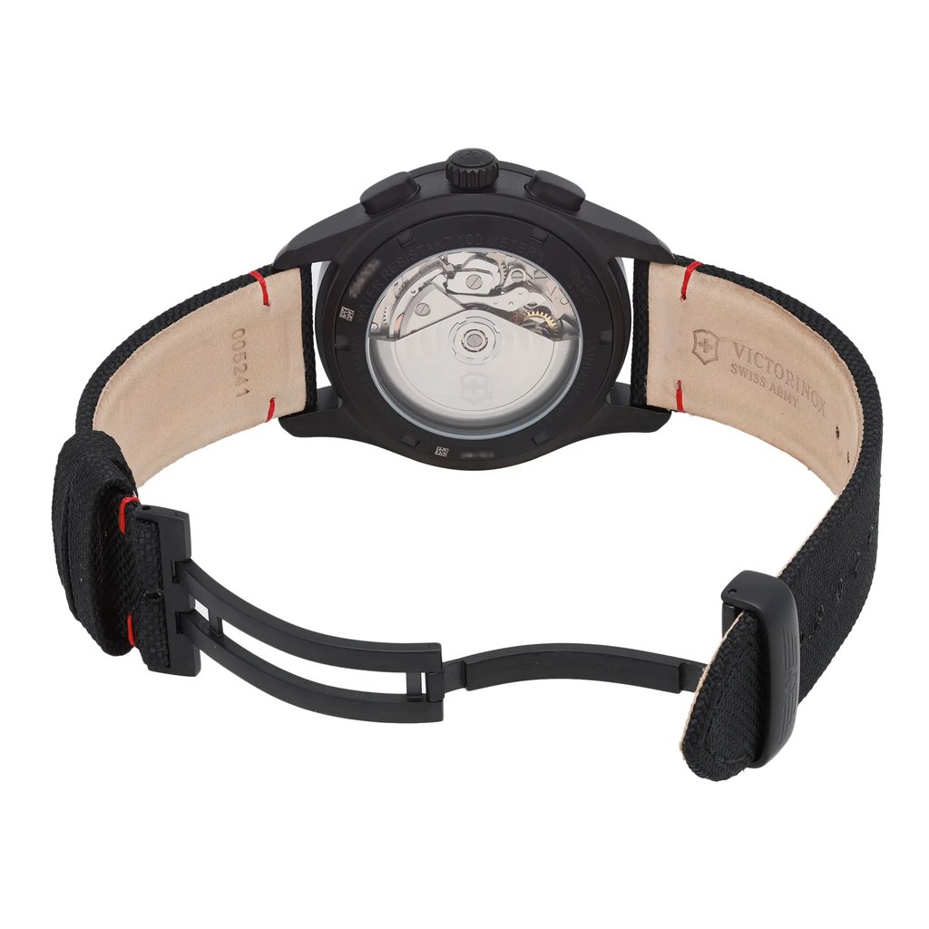 Back View Of Exhibition Back Case And Open Nylon Band Of Victorinox 241721 Watch New With Defects Condition