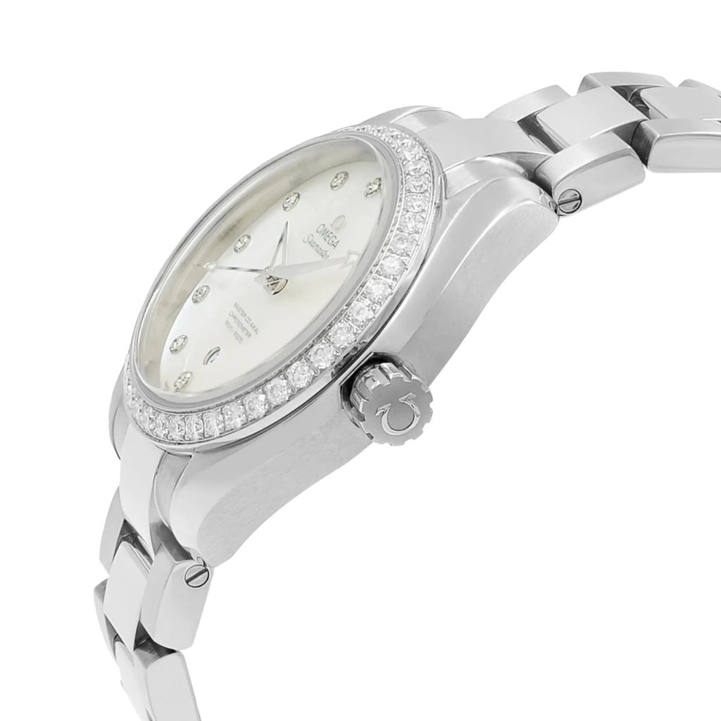 View Of Crown Facing Side Of OMEGA 231.15.34.20.55.002 Stainless Steel Watch Display Model Condition