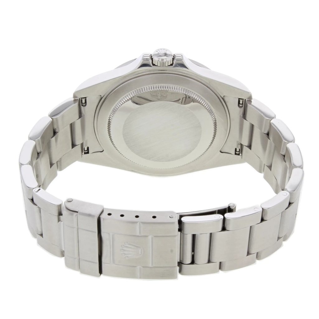 Back View Of Solid Back Case And Closed Stainless Steel Band Of Rolex 16570 Watch Pre Owned Condition