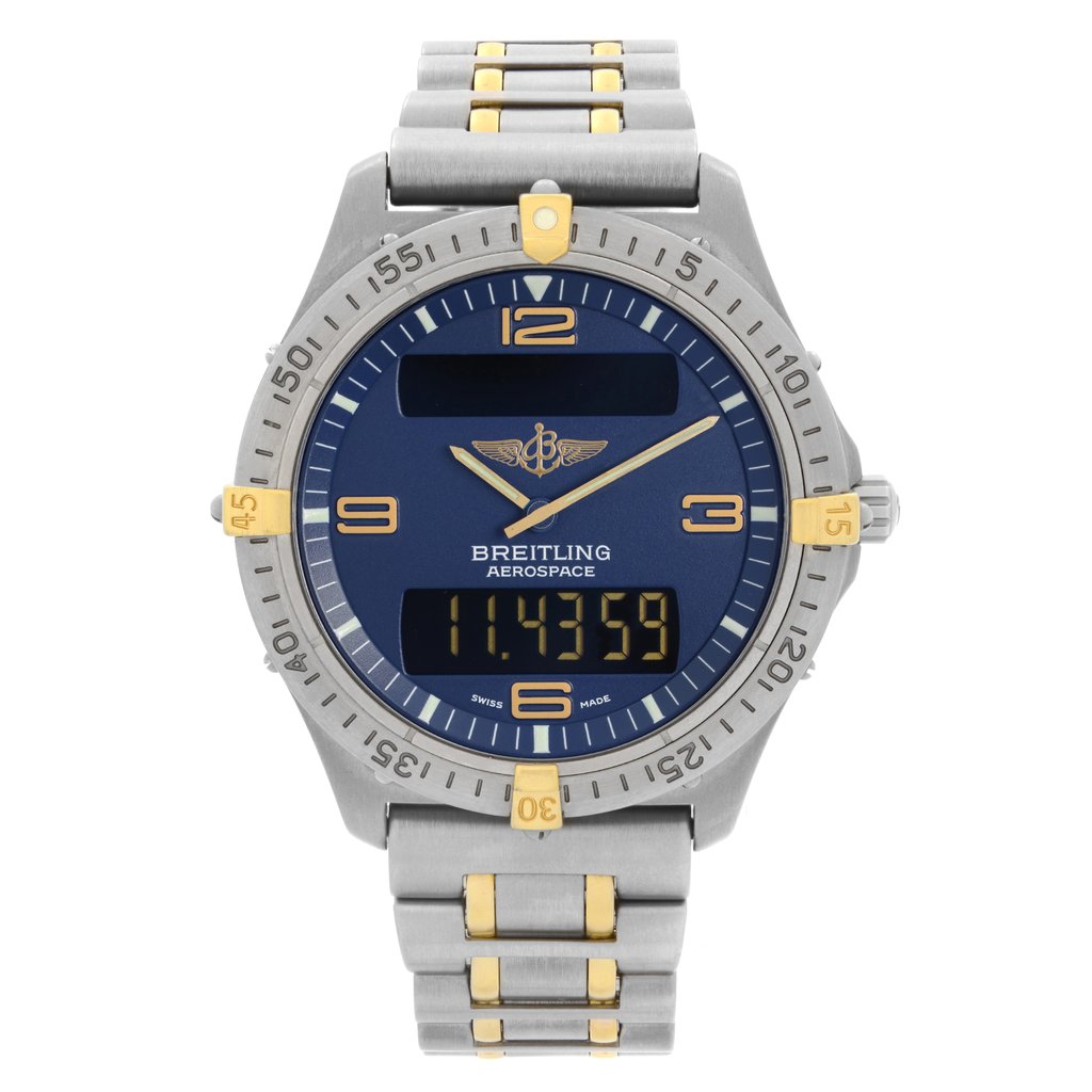 Front Full View Of Breitling F56062 Titanium Watch Pre Owned Condition {Product Condition}