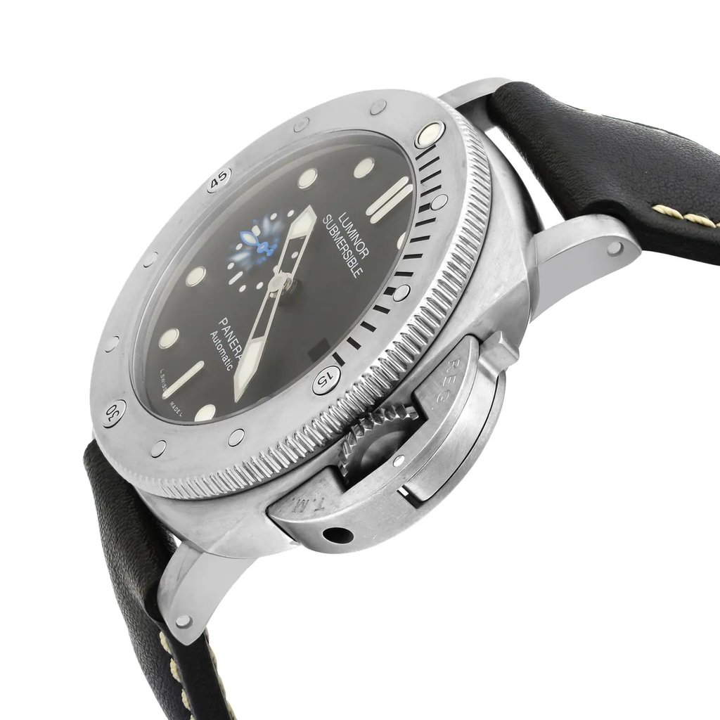 View Of Crown Facing Side Of Panerai PAM01305 Titanium Watch Pre Owned Condition