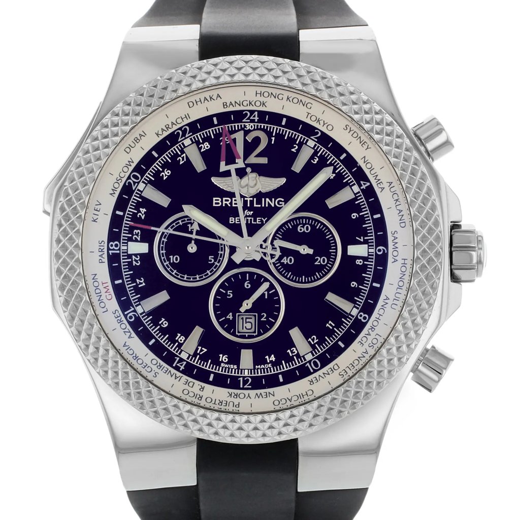 Up Close Front Facing Picture Of Breitling A4736212/B919-210S Stainless Steel Watch Display Model Condition