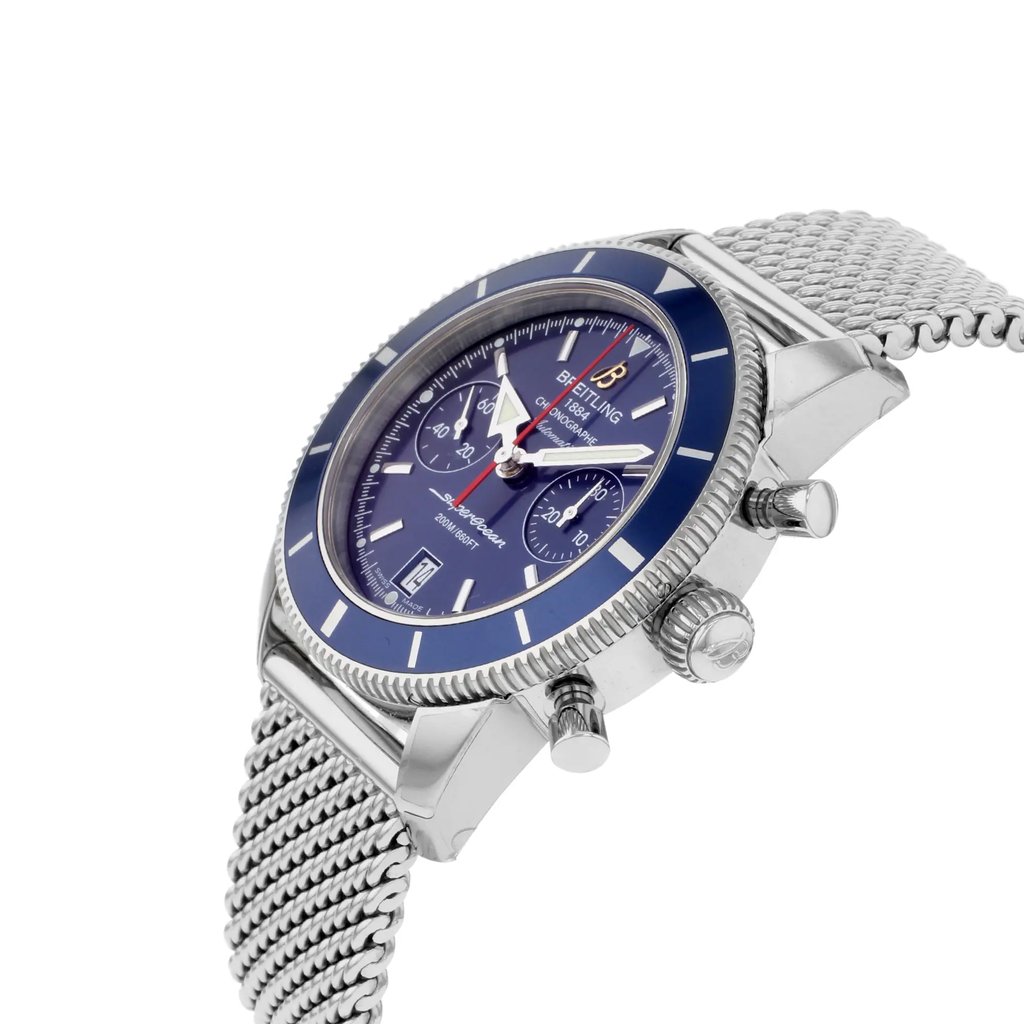 View Of Crown Facing Side Of Breitling A2337016/C856-154A Stainless Steel Watch Display Model Condition