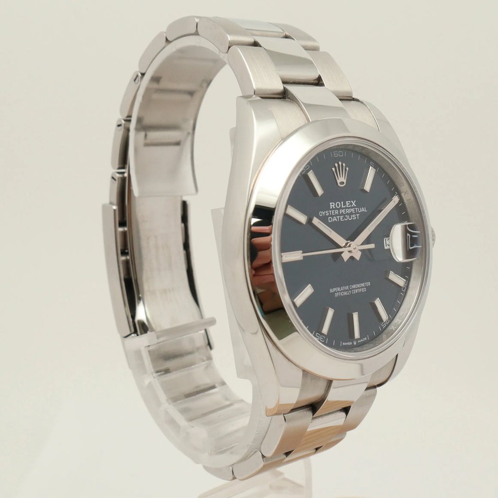 View Of Opposite Crown Facing Side Of Rolex 126300 Stainless Steel Watch Pre Owned Condition