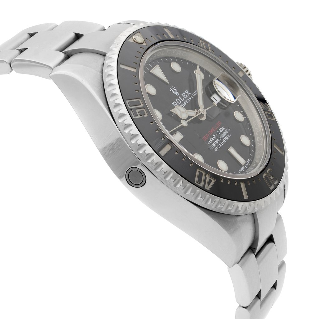 View Of Opposite Crown Facing Side Of Rolex 126600 Stainless Steel Watch Display Model Condition