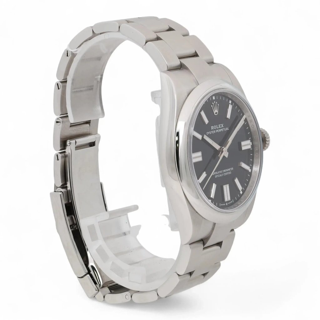 View Of Opposite Crown Facing Side Of Rolex 134300 Stainless Steel Watch Unworn Condition